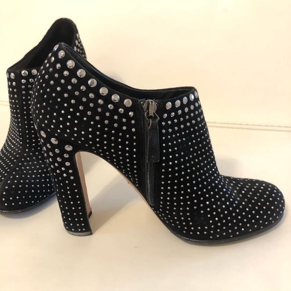 Prada Black Suede Ankle Boots with Studs Size 38 $1295 - Picture 5 of 9